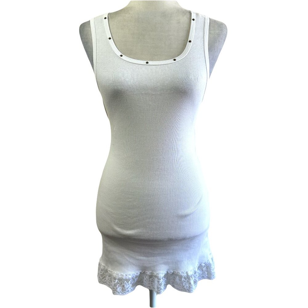 No Boundaries Y2K White Tunic Lace Tank Top